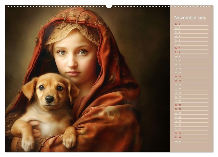 Produktbild: Dame mit Hund (Wandkalender 2026 DIN A2 quer), CALVENDO Monatskalender