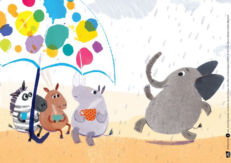 Produktbild: Das Zebra mit dem Regenschirm. Kamishibai Bildkartenset