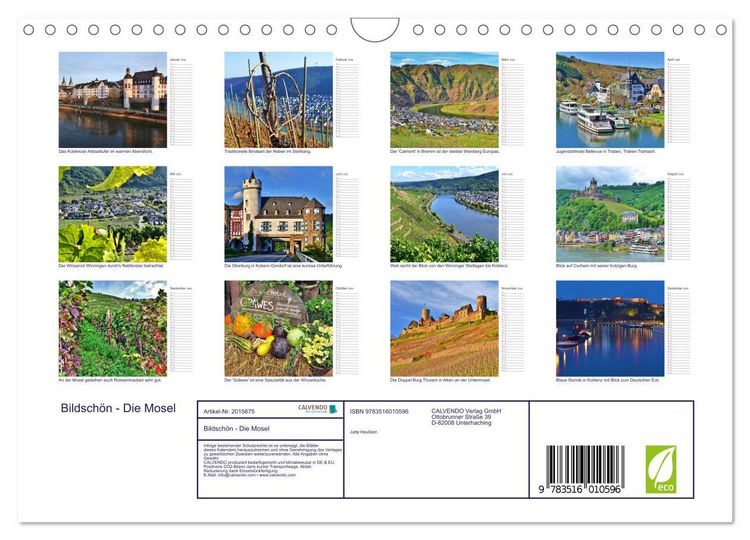 Produktbild: Bildsch&ouml;n - Die Mosel (Wandkalender 2026 DIN A4 quer), CALVENDO Monatskalender