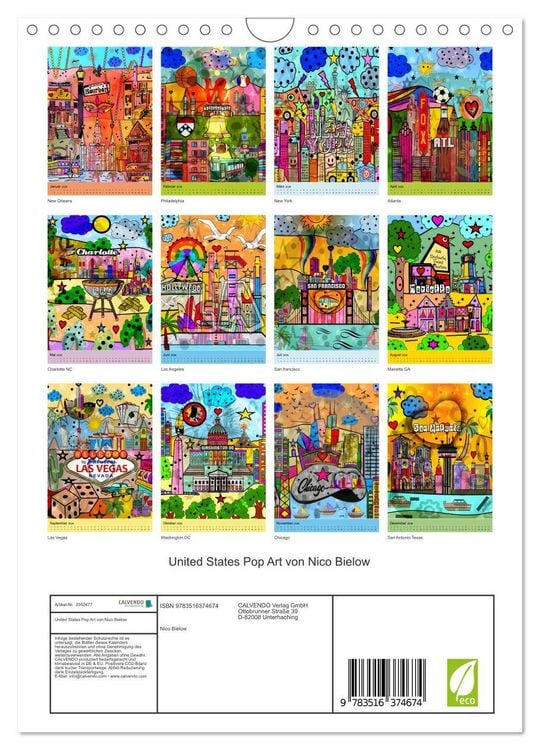 Produktbild: United States Pop Art von Nico Bielow (Wandkalender 2026 DIN A4 hoch), CALVENDO Monatskalender