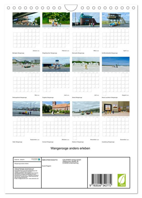 Produktbild: Wangerooge anders erleben (Wandkalender 2026 DIN A4 hoch), CALVENDO Monatskalender