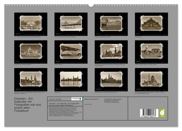 Produktbild: Dresden - Ein Kalender mit Fotografien wie aus einem alten Fotoalbum (hochwertiger Premium Wandkalender 2026 DIN A2 quer), Kunstdruck in Hochglanz