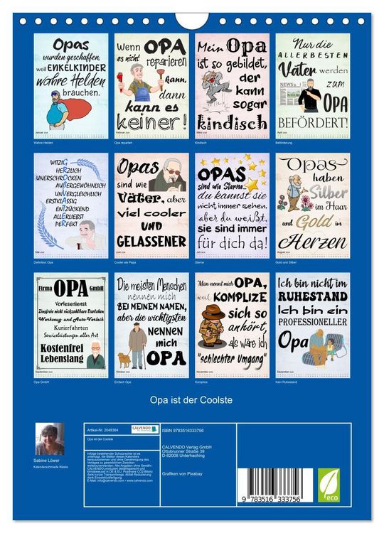Produktbild: Opa ist der Coolste (Wandkalender 2026 DIN A4 hoch), CALVENDO Monatskalender