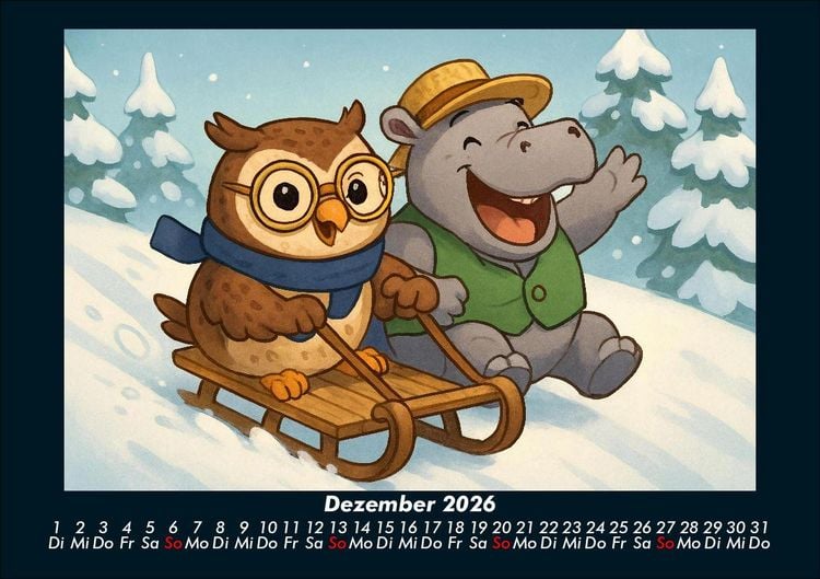 Produktbild: Ollie & Sash - Sportliche Abenteuer 2026 Fotokalender DIN A5