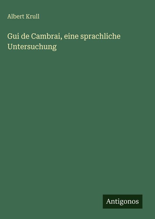 Produktbild: Gui de Cambrai, eine sprachliche Untersuchung