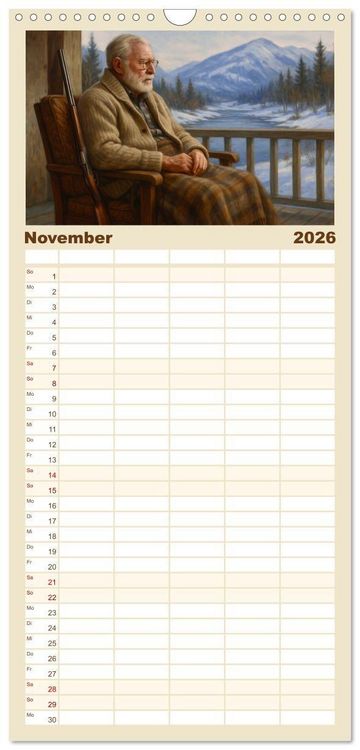 Produktbild: Familienplaner 2026 - Ernest Hemingway mit 5 Spalten (Wandkalender, 21 x 45 cm) CALVENDO