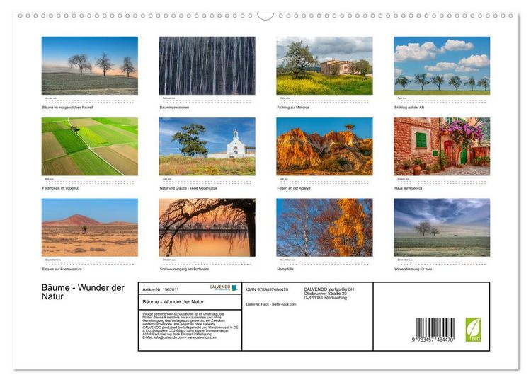Produktbild: B&auml;ume - Wunder der Natur (hochwertiger Premium Wandkalender 2026 DIN A2 quer), Kunstdruck in Hochglanz