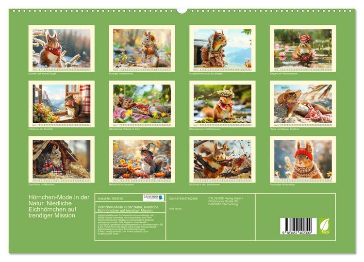 Produktbild: H&ouml;rnchen-Mode in der Natur. Niedliche Eichh&ouml;rnchen auf trendiger Mission (hochwertiger Premium Wandkalender 2026 DIN A2 quer), Kunstdruck in Hochglanz