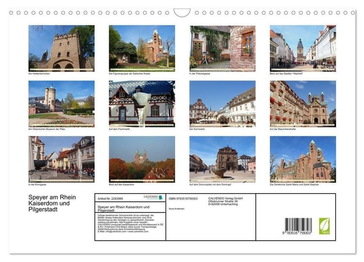 Produktbild: Speyer am Rhein Kaiserdom und Pilgerstadt (Wandkalender 2027 DIN A3 quer), CALVENDO Monatskalender