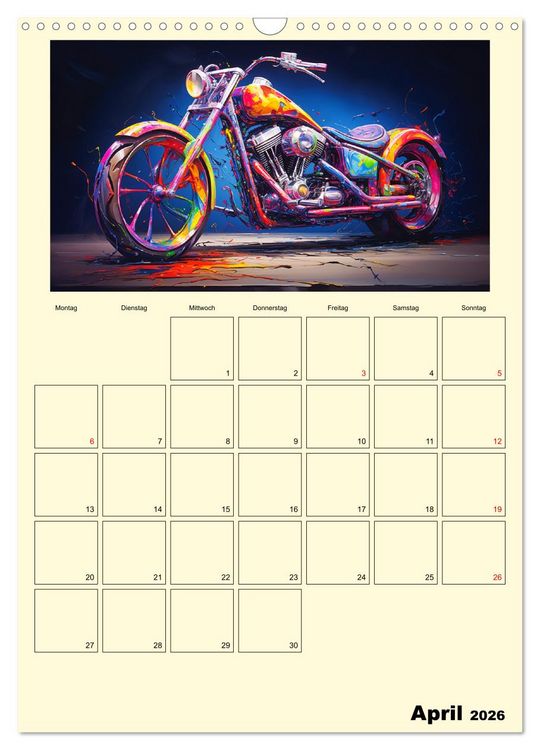 Produktbild: Custom Motorcycle Paintings (Wandkalender 2026 DIN A3 hoch), CALVENDO Monatskalender