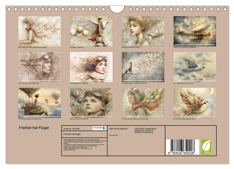 Produktbild: Freiheit hat Fl&uuml;gel (Wandkalender 2026 DIN A4 quer), CALVENDO Monatskalender