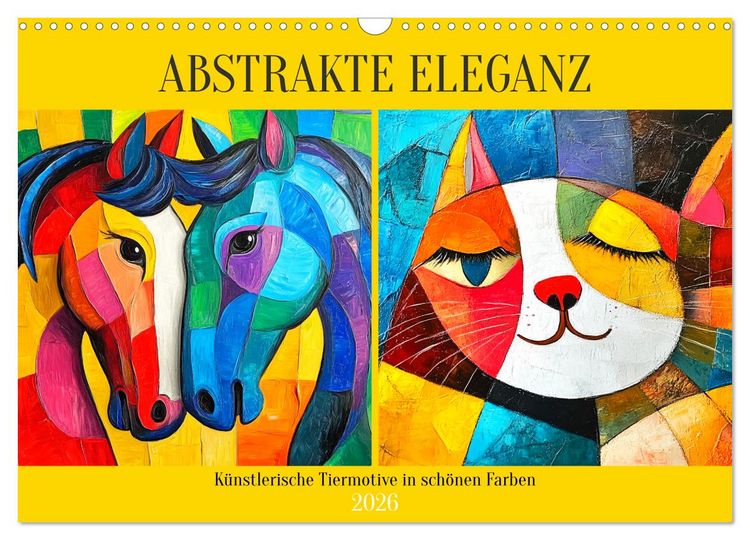 Produktbild: Abstrakte Eleganz. K&uuml;nstlerische Tiermotive in sch&ouml;nen Farben (Wandkalender 2026 DIN A3 quer), CALVENDO Monatskalender