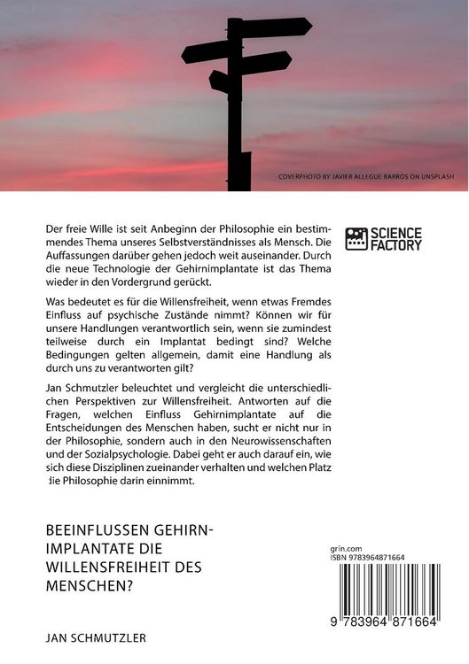 Produktbild: Beeinflussen Gehirnimplantate die Willensfreiheit des Menschen? Antworten aus philosophischer, neurowissenschaftlicher und sozialpsychologischer Sicht