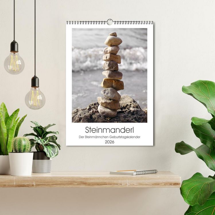 Produktbild: Steinmanderl - Der Steinm&auml;nnchen Geburtstagskalender (Wandkalender 2026 DIN A3 hoch), CALVENDO Monatskalender