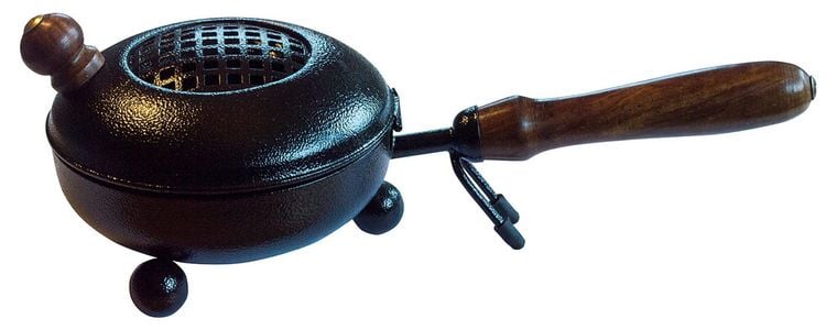 Produktbild: R&auml;uchergef&auml;&szlig; "Pfanne" aus Stahl schwarz mit Holzgriff