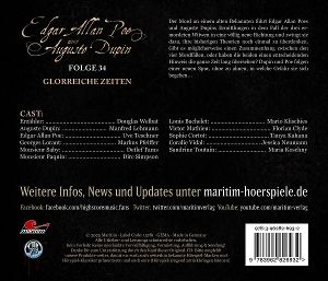 Produktbild: Die geheimnisvolle F&auml;lle von Edgar Allan Poe und Auguste Dupin - Glorreiche Zeiten,1 Audio-CD