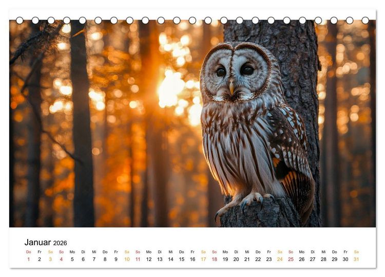 Produktbild: Im Reich der Eulen (Tischkalender 2026 DIN A5 quer), CALVENDO Monatskalender