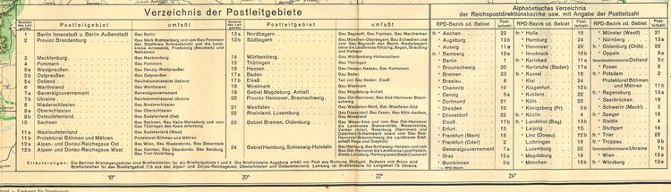 Produktbild: Gro&szlig;deutsches Reich - Postleit-Gebietskarte, M&auml;rz 1944