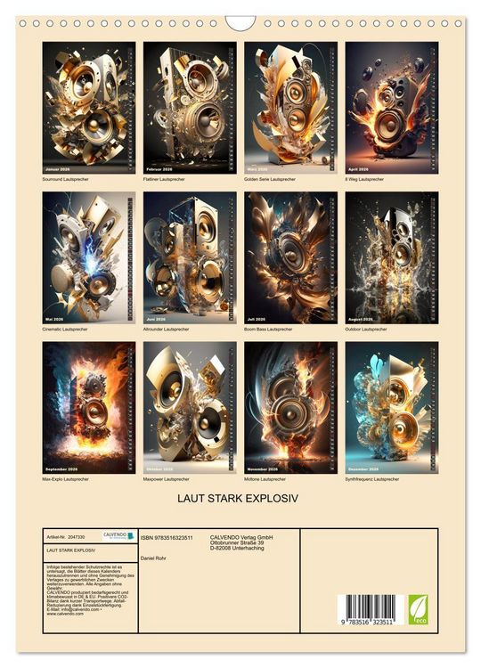 Produktbild: LAUT STARK EXPLOSIV (Wandkalender 2026 DIN A3 hoch), CALVENDO Monatskalender