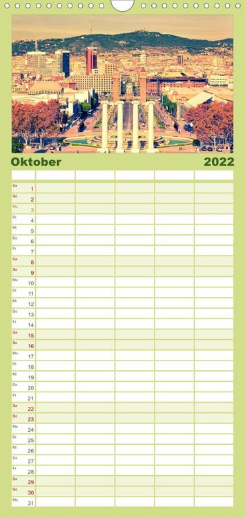 Produktbild: Familienplaner Barcelona - Stadtansichten (Wandkalender 2022 , 21 cm x 45 cm, hoch)