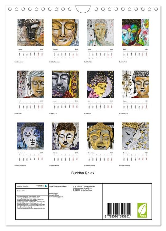 Produktbild: Buddha Relax (Wandkalender 2026 DIN A4 hoch), CALVENDO Monatskalender