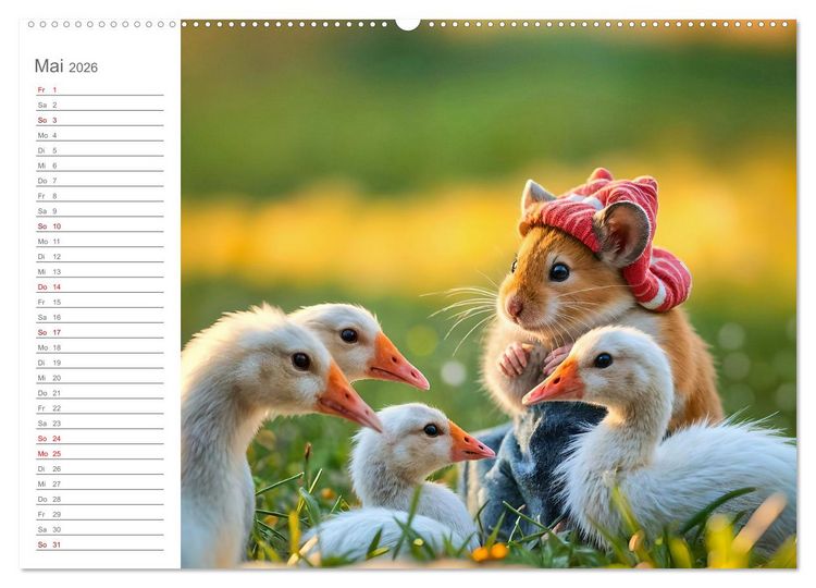 Produktbild: Hamsterhausen - Ein Hamster und seine tierischen Freunde (Wandkalender 2026 DIN A2 quer), CALVENDO Monatskalender
