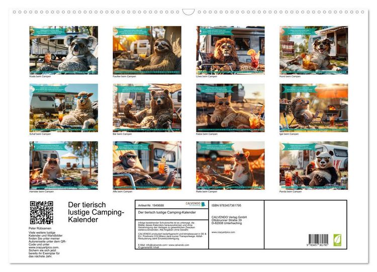 Produktbild: Der tierisch lustige Camping-Kalender (Wandkalender 2026 DIN A2 quer), CALVENDO Monatskalender