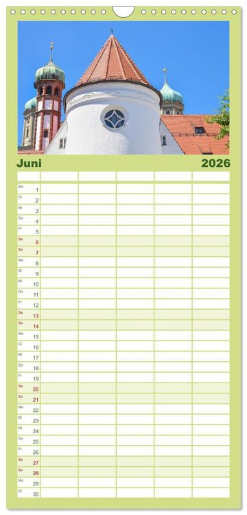 Produktbild: Familienplaner 2026 - Romantisches Augsburg mit 5 Spalten (Wandkalender, 21 x 45 cm) CALVENDO