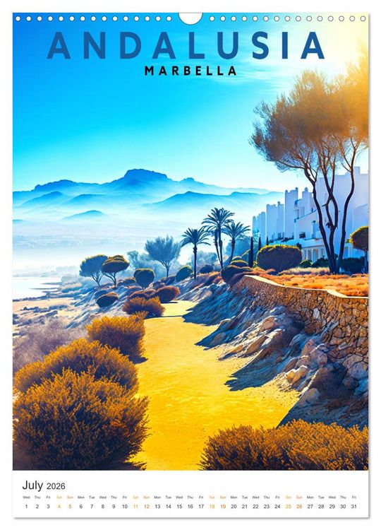 Produktbild: Andalusia - Old School Poster Style (Wall Calendar 2026 DIN A3 portrait), CALVENDO 12 Month Wall Calendar