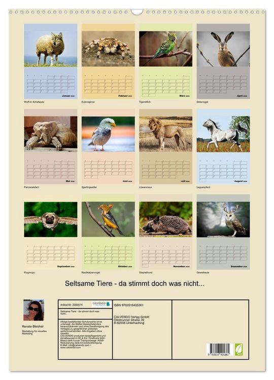 Produktbild: Seltsame Tiere - da stimmt doch was nicht... (Wandkalender 2026 DIN A2 hoch), CALVENDO Monatskalender