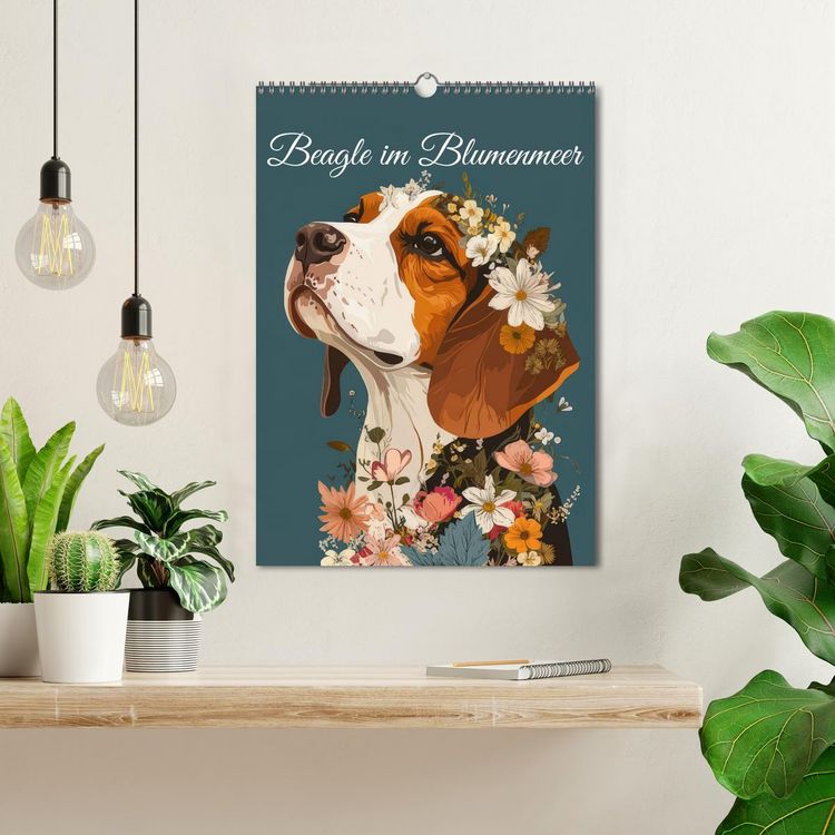 Produktbild: Beagle im Blumenmeer (Wandkalender 2026 DIN A3 hoch), CALVENDO Monatskalender
