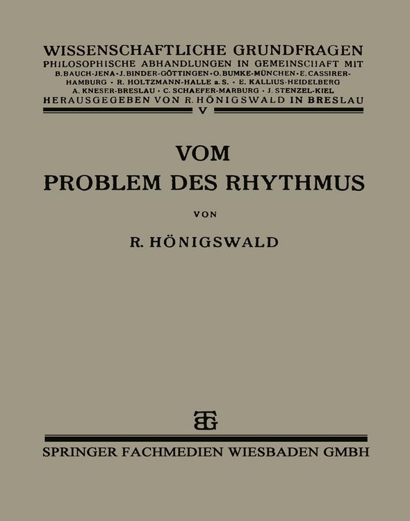 Produktbild: Vom Problem des Rhythmus