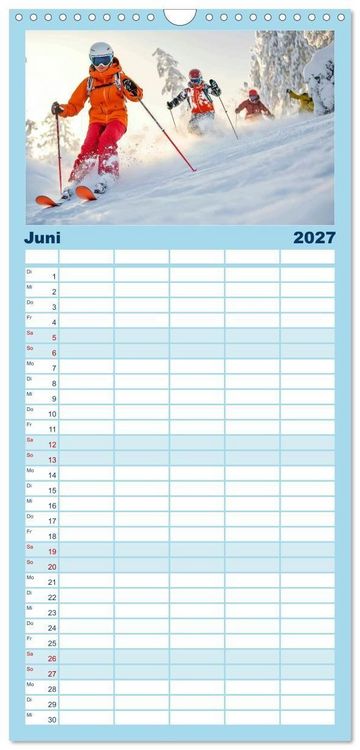 Produktbild: Familienplaner 2027 - Skifahren - endlich Schnee mit 5 Spalten (Wandkalender, 21 x 45 cm) CALVENDO