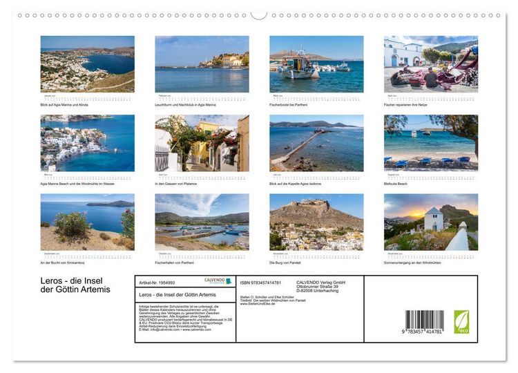 Produktbild: Leros - die Insel der G&ouml;ttin Artemis (hochwertiger Premium Wandkalender 2026 DIN A2 quer), Kunstdruck in Hochglanz