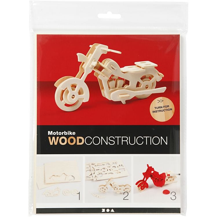 Produktbild: Creativ Company 3D-Figuren zum Zusammensetzen, Motorrad, Gr&ouml;&szlig;e 19x9x9 cm, 1 Stk