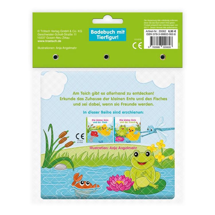 Produktbild: Tr&ouml;tsch Badebuch mit Tierfigur Die kleine Ente und der Fisch