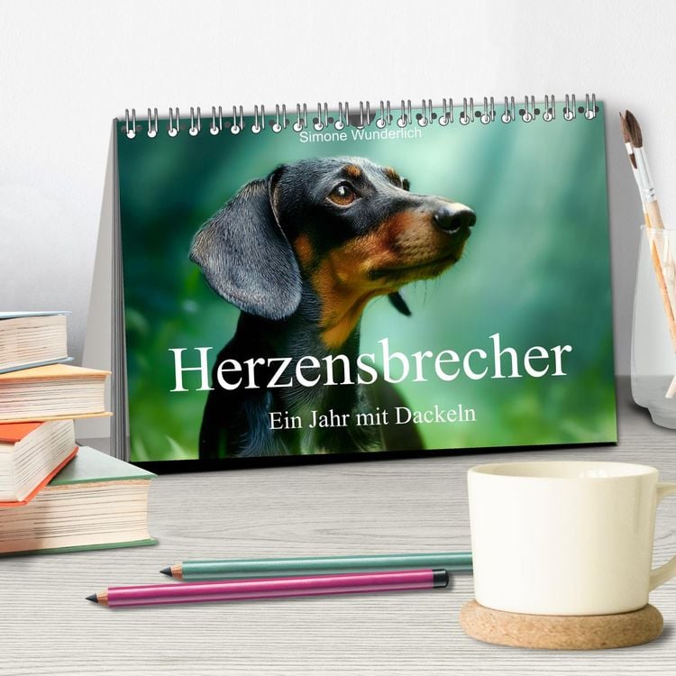 Produktbild: Herzensbrecher - Ein Jahr mit Dackeln (Tischkalender 2027 DIN A5 quer), CALVENDO Monatskalender