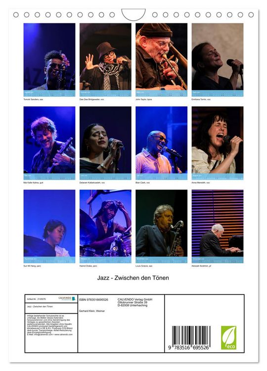 Produktbild: Jazz - Zwischen den T&ouml;nen (Wandkalender 2026 DIN A4 hoch), CALVENDO Monatskalender