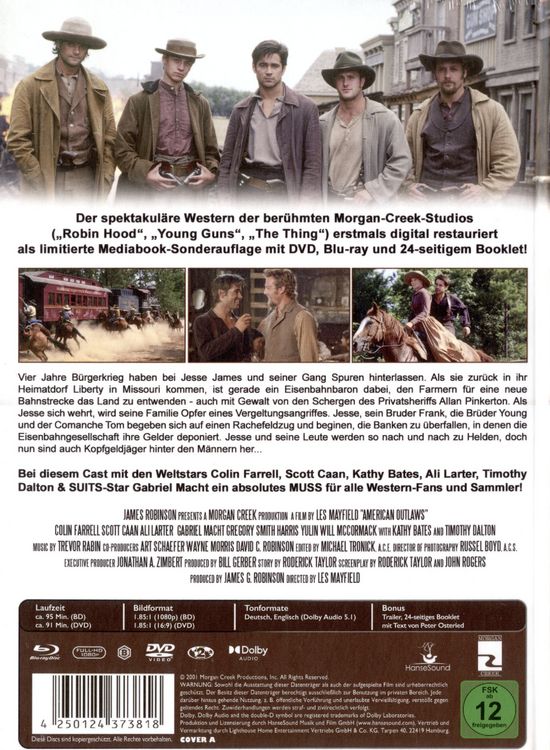 Produktbild: American Outlaws - Jesse James - Mediabook - Cover A - Limited Edition (Blu-ray+DVD)