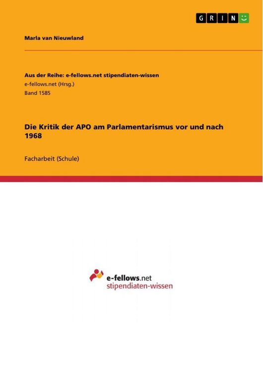 Produktbild: Die Kritik der APO am Parlamentarismus vor und nach 1968