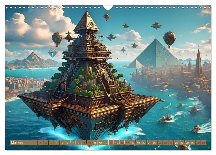 Produktbild: Steampunk Pyramidenwelt (Wandkalender 2026 DIN A3 quer), CALVENDO Monatskalender