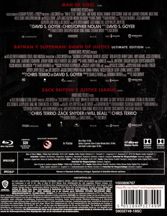 Produktbild: Zack Snyder's Justice League Trilogy [4 BRs]