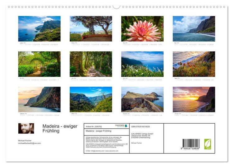 Produktbild: Madeira - ewiger Fr&uuml;hling (hochwertiger Premium Wandkalender 2026 DIN A2 quer), Kunstdruck in Hochglanz