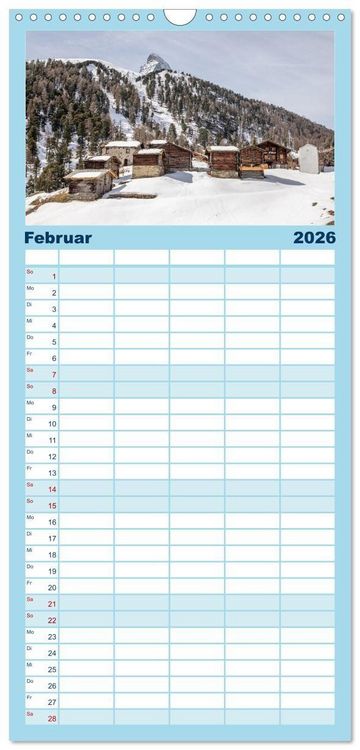 Produktbild: Familienplaner 2026 - Matterhorn - Eiger, M&ouml;nch und Jungfrau: Rund um die zeitlosen Gipfel mit 5 Spalten (Wandkalender, 21 x 45 cm) CALVENDO