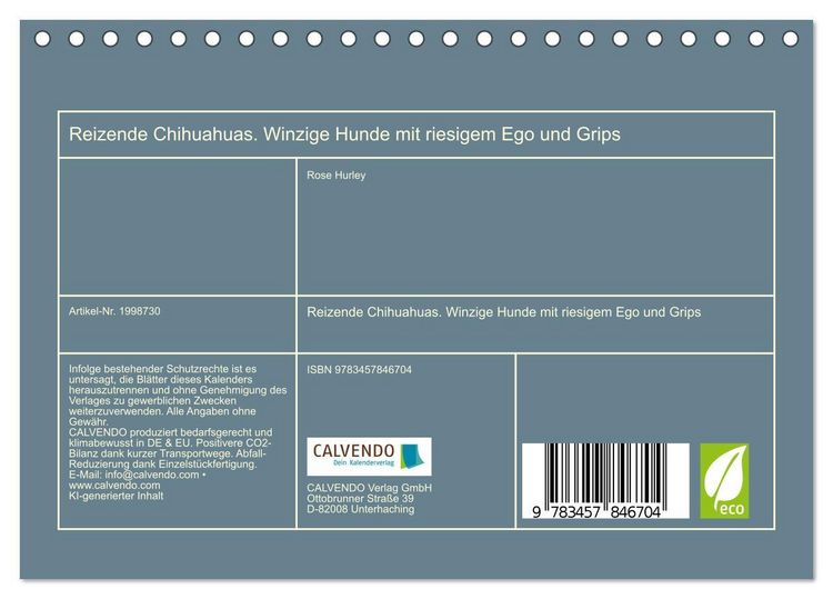 Produktbild: Reizende Chihuahuas. Winzige Hunde mit riesigem Ego und Grips (Tischkalender 2026 DIN A5 quer), CALVENDO Monatskalender