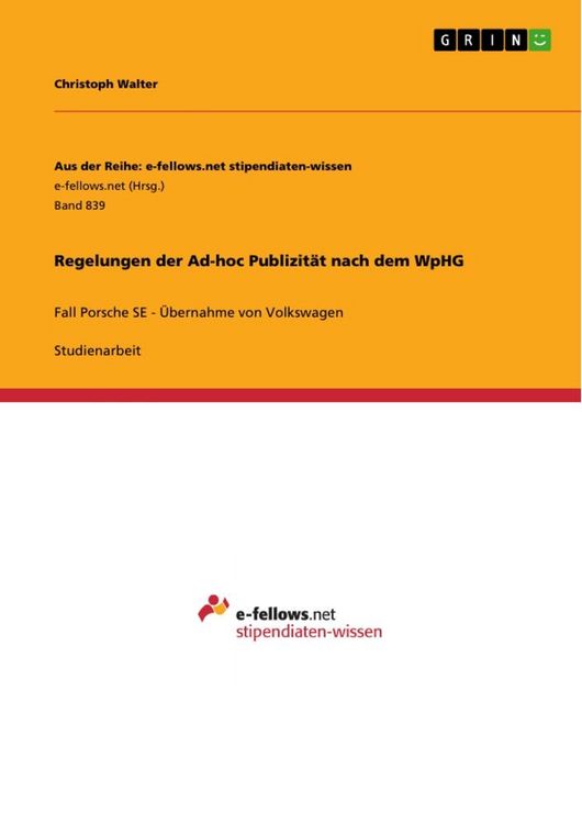 Produktbild: Regelungen der Ad-hoc Publizit&auml;t nach dem WpHG