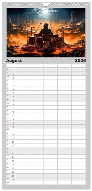 Produktbild: Familienplaner 2026 - Schlagzeug ewige Liebe live mit 5 Spalten (Wandkalender, 21 x 45 cm) CALVENDO