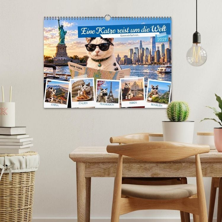 Produktbild: Eine Katze reist um die Welt (Wandkalender 2027 DIN A3 quer), CALVENDO Monatskalender