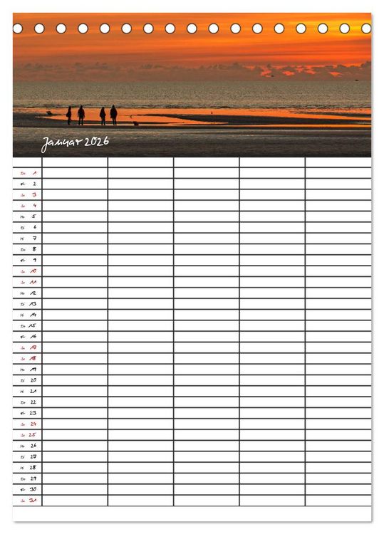 Produktbild: St. Peter Ording Familienplaner (Tischkalender 2026 DIN A5 hoch), CALVENDO Monatskalender