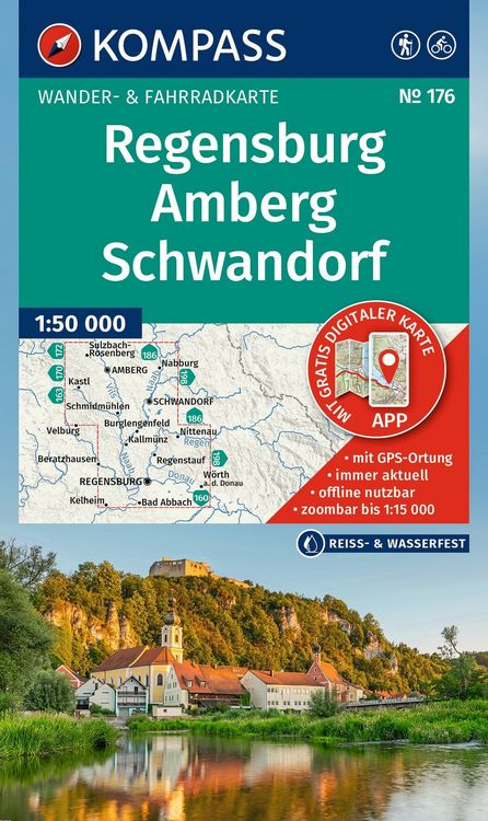 Produktbild: KOMPASS Wanderkarte 176 Regensburg, Amberg, Schwandorf 1:50.000